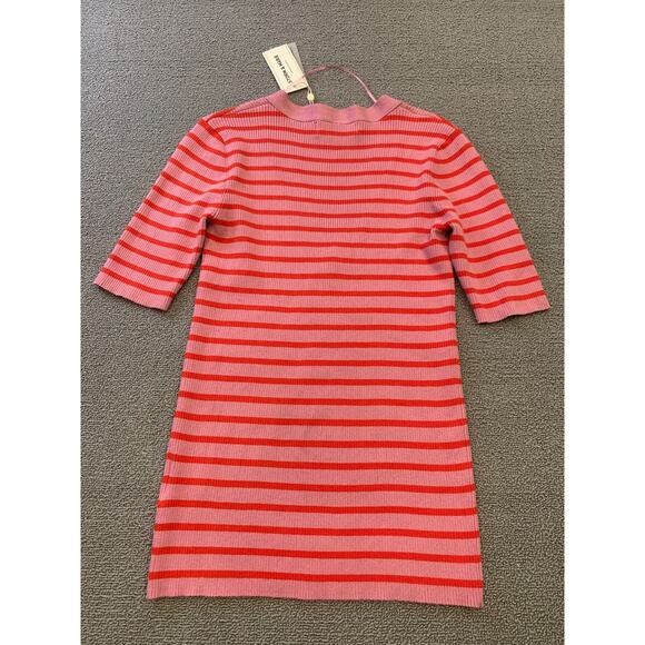 Storm & Marie Women's Large Pink Red Striped Knit Blouse - Picture 2 of 12